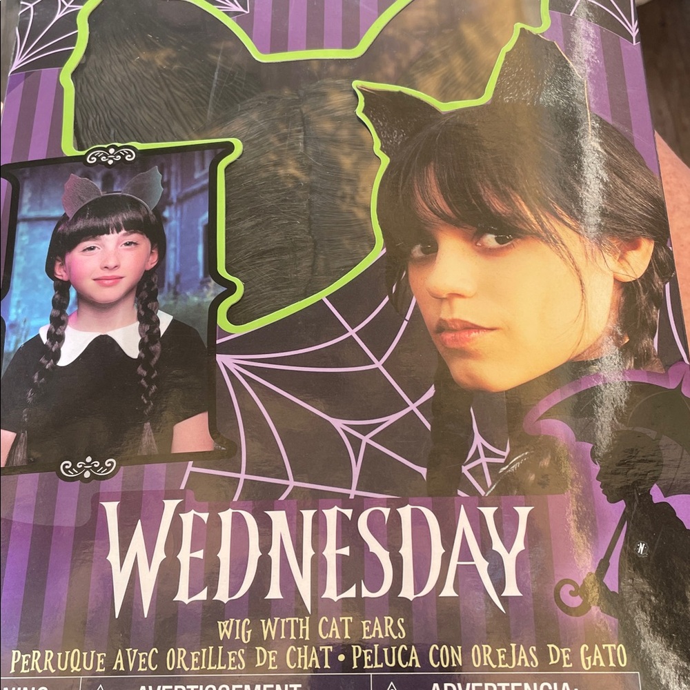 Wednesday Addams Costume Wig With Ears
